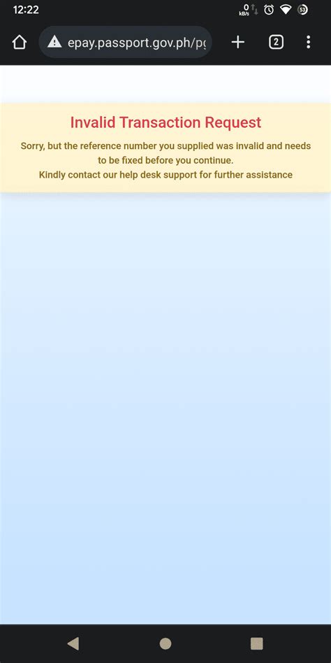 dfa invalid transaction request